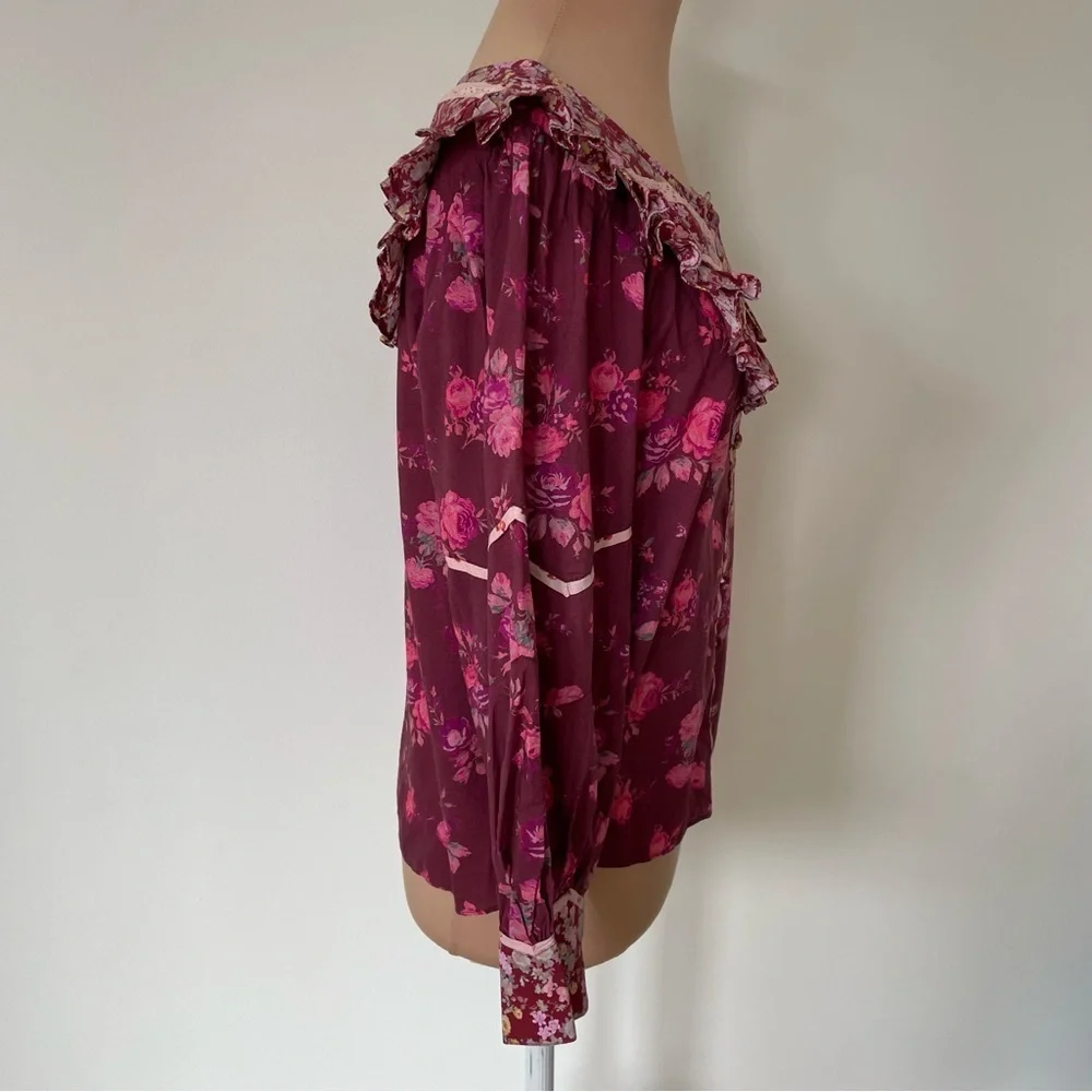 LoveShackFancy X REVOLVE Morrison Spiced Apple Red Cottagecore Peasant Top NWT M